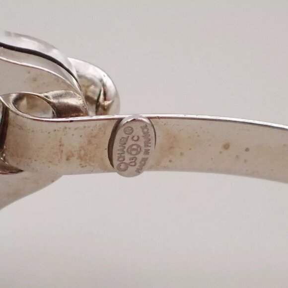 CHANEL CC Logo Mirror Bangle Bracelet 03C Silver France Accessory - Picture 13 of 16